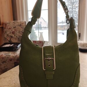 Vintage Y2K Rare Coach Green Leather Hamilton Hobo Bag